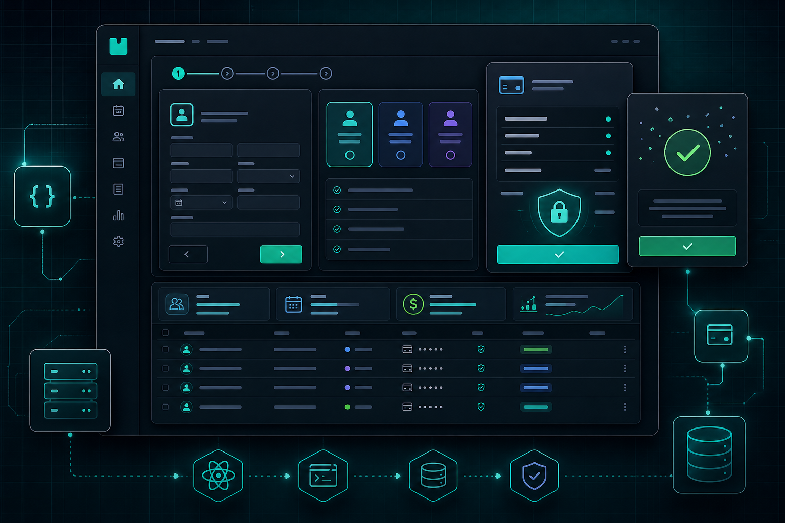 Technical interface concept for the event registration and payment platform